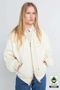 Sun Shades: KAREN WALKER RUNAWAY GIRL CROPPED OVERSIZED HOODIE-ECRU