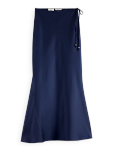 SCOTCH & SODA MIDI BIAS SKIRT-NAVY