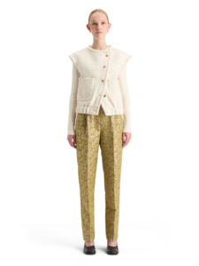 Maison: MAISON BOUCLE TWEED COLLARLESS GILET