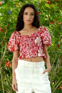 Summer 2025: COOP SHIRRED TIME LUCKY TOP-PINK&RED