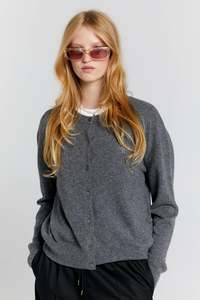 On Sale 1: KAREN WALKER POSY CASHMERE CARDIGAN-CHARCOAL