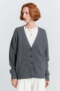 On Sale 1: KAREN WALKER BESSIE CASHMERE CARDIGAN-CHARCOAL