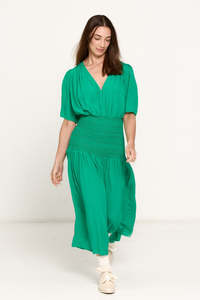 SALASAI JEZEBEL DRESS SHIRRED-GREEN