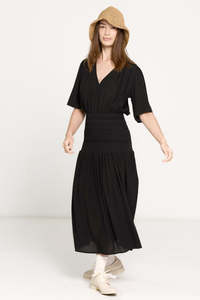 SALASAI JEZEBEL DRESS SHIRRED-BLACK