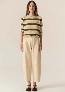 Pol: POL JULES STRIPE KNIT-PEBBLE/GREEN