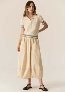 POL AVRID BUBBLE SKIRT-PEBBLE