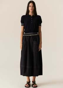 POL LASK KNIT POLO-INK/ECRU