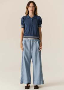 POL LASK KNIT POLO-BLUE/ECRU