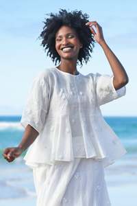 TRELISE COOPER SAY A LITTLE FLARE TOP-WHITE