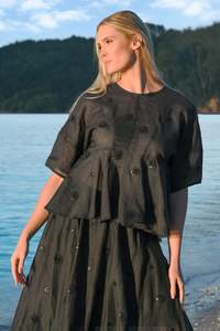 TRELISE COOPER SAY A LITTLE FLARE TOP-BLACK