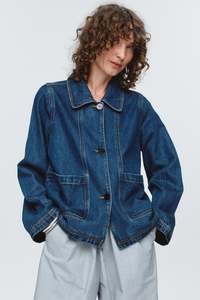 Marle: MARLE CROPPED PEA JACKET-WASHED INDIGO