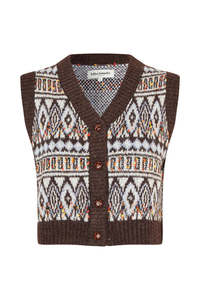 Lollys Laundry: LOLLYS LAUDRY FRANCESCAL VEST-DARK MOKKA