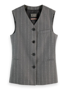 Scotch Soda: SCOTCH & SODA WAISTCOAT BACK DETAIL-CHARCOAL
