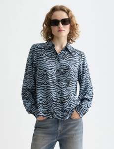 SCOTCH & SODA PRINTED RELAXED FIT SHIRT-IKAT FEATHER BLUE