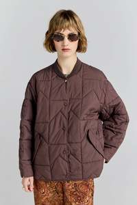 KAREN WALKER QUILTED MONOGRAM JACKET-CHOCOLATE
