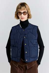 KAREN WALKER QUILTED DRIFT VEST-NAVY