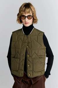 KAREN WALKER QUILTED DRIFT VEST-DARK OLIVE