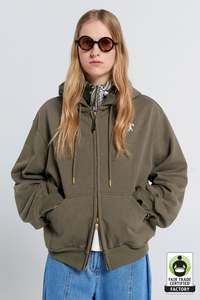 KAREN WALKER RUNAWAY GIRL CROPPED OVERSIZED HOODIE-HUNTER GREEN