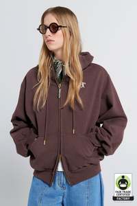 KAREN WALKER RUNAWAY GIRL CROPPED OVERSIZED HOODIE-CHOCOLATE BROWN