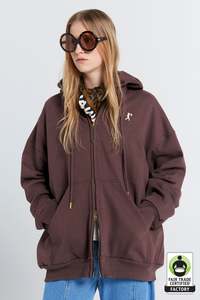 KAREN WALKER OVERSIZED HOODIE-CHOCOLATE BROWN