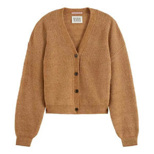 SCOTCH & SODA CORE FUZZY CARDIGAN-TOBACCO