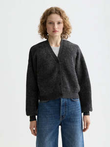 SCOTCH & SODA CORE FUZZY CARDIGAN-CHARCOAL