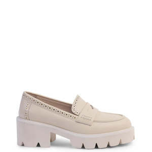 KATHRYN WILSON FITZROY LOAFER-STONE/GOLD TRIM