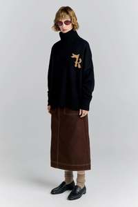 KAREN WALKER K FLAG SWEATER-BLACK