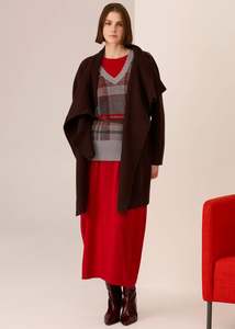 Pol: POL WYATT BOILED WOOL COAT-CHOCOLATE