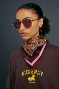 KAREN WALKER PAISLEY CLASSIC SILK SCARF-BURGUNDY MULTI