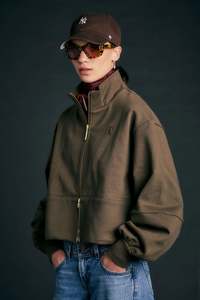 KAREN WALKER RUNAWAY ZIP FRONT SWEATSHIRT-HUNTER GREEN