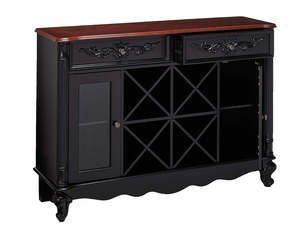 Wood Console Buffet Table With Wine Cabinet