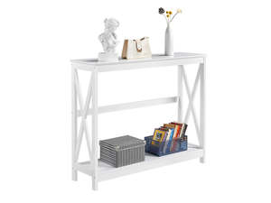 Console Tables: Console Table With Shelf - White