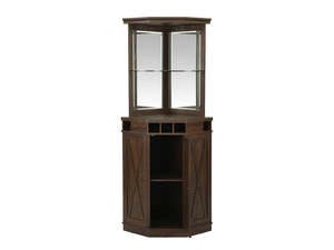 Wine Rack: Corner Wine Cabinet - Brown