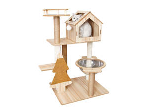 Cat Supplies: Wooden Cat Tree - 100cm