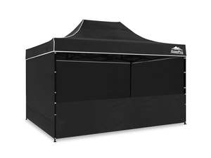 Gazebo with Silver-Coated Roof 3m x 4.5m - Black