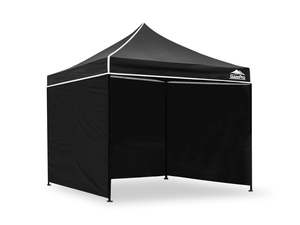 Gazebo with Silver-Coated Roof 3m x 3m - Black