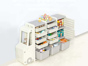 Nursery Furniture: Car Shape Kids Toy Storage Shelf Set 2x2 White