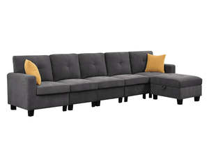 Mixed Collection: Paxton Chenille Modular Sofa Dark Grey 5+1