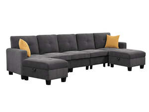 Paxton Chenille Modular Sofa Dark Grey 5+2