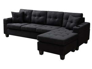 Mixed Collection: Marcia Sectional Sofa with Left Chaise Linen Black