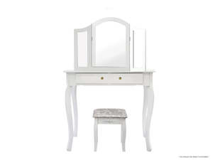 3-Mirror Dressing Table Set White - 79 cm