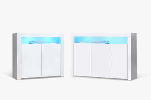 Glansig White Buffet with LED Light Combo