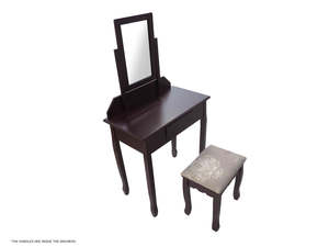 Package: Dressing Table with Stool Brown - 74 cm