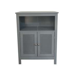 Kids Furniture: 2-Door Rattan Storage Cabinet - Grey