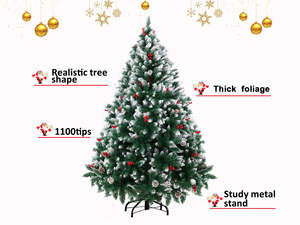 Christmas Tree: PVC Christmas Tree with Snow - 7Ft/210 cm