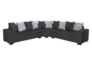DS NZ Made Ella Corner Sofa with Pattern Cushion - Vish Black