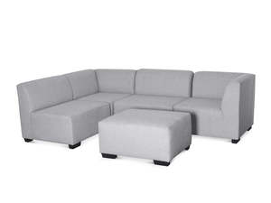 DS NZ Made Andy Corner Sofa with Ottoman - Comfy Silver