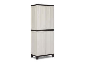 Full-Size Outdoor Storage Cabinet with Multi-Shelf - Cream