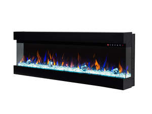 Electric Fireplace: 60" Three-Sided Viewing Electric Fireplace - Wall Mount/Recessed